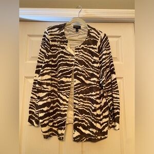 Lands' End Beige and Cream Patterned Sweater